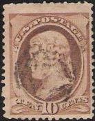 10¢ Thomas Jefferson Brown 10-cent U.S. postage stamp picturing Thomas Jefferson