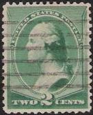 Green 2-cent U.S. postage stamp picturing George Washington