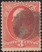 3¢ George Washington Vermilion 3-cent U.S. postage stamp picturing George Washington