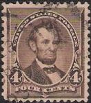 Brown 4-cent U.S. postage stamp picturing Abraham Lincoln