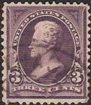 Purple 3-cent U.S. postage stamp picturing Andrew Jackson