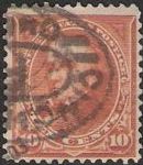 10¢ Daniel Webster Orange 10-cent U.S. postage stamp picturing Daniel Webster