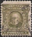 Olive 15-cent U.S. postage stamp picturing Henry Clay