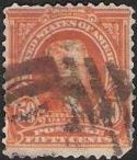 50¢ Thomas Jefferson Orange 50-cent U.S. postage stamp picturing Thomas Jefferson