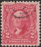 Red 2-cent U.S. postage stamp picturing George Washington