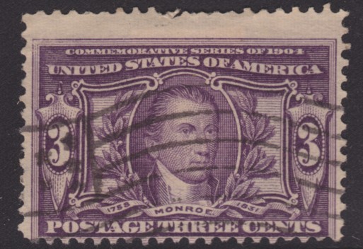 Purple 3-cent U.S. postage stamp picturing James Monroe