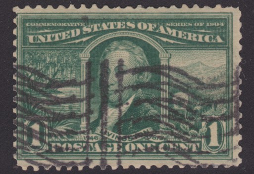 Green 1-cent U.S. postage stamp picturing Robert R. Livingston