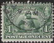 Green 1-cent U.S. postage stamp picturing John Smith