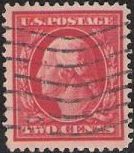 Red 2-cent U.S. postage stamp picturing George Washington