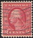 Red 2-cent U.S. postage stamp picturing George Washington