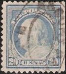 20¢ Benjamin Franklin Blue 20-cent U.S. postage stamp picturing Benjamin Franklin