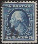 Blue 5-cent U.S. postage stamp picturing George Washington