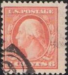Orange 6-cent U.S. postage stamp picturing George Washington