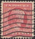 Red 2-cent U.S. postage stamp picturing Abraham Lincoln