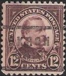 Dark purple 12-cent U.S. postage stamp picturing Grover Cleveland