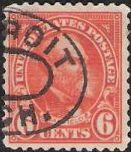 Orange 6-cent U.S. postage stamp picturing James A. Garfield