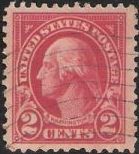 Red 2-cent U.S. postage stamp picturing George Washington