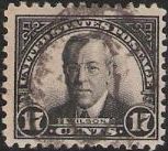 Black 17-cent U.S. postage stamp picturing Woodrow Wilson