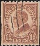 Light brown 1.5-cent U.S. postage stamp picturing Warren G. Harding