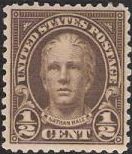 1½ Nathan Hale Brown 0.5-cent U.S. postage stamp picturing Nathan Hale