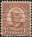 Light brown 1.5-cent U.S. postage stamp picturing Warren G. Harding