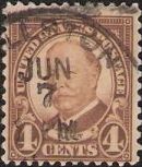 Light brown 4-cent U.S. postage stamp picturing William H. Taft