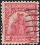 Red 2-cent U.S. postage stamp picturing Major General John Sullivan
