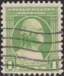 Green 1-cent U.S. postage stamp picturing George Washington