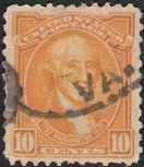 Orange 10-cent U.S. postage stamp picturing George Washington