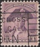 Purple 3-cent U.S. postage stamp picturing George Washington