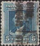 Blue 5-cent U.S. postage stamp picturing George Washington