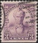 Purple 3-cent U.S. postage stamp picturing Daniel Webster