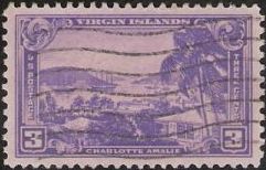 Purple 3-cent U.S. postage stamp picturing Charlotte Amalie
