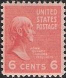Red orange 6-cent U.S. postage stamp picturing John Quincy Adams