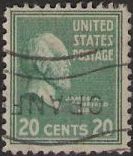 Green 20-cent U.S. postage stamp picturing James A. Garfield