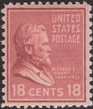 Red brown 18-cent U.S. postage stamp picturing Ulysses S. Grant