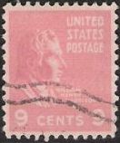 Pink 9-cent U.S. postage stamp picturing William Henry Harrison
