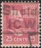 Rose 25-cent U.S. postage stamp picturing William McKinley