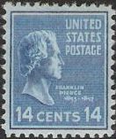Blue 14-cent U.S. postage stamp picturing Franklin Pierce