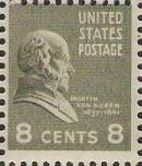 Olive 8-cent U.S. postage stamp picturing Martin Van Buren