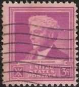 Red violet 3-cent U.S. postage stamp picturing Luther Burbank