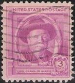 Red violet 3-cent U.S. postage stamp picturing Joel Chandler Harris