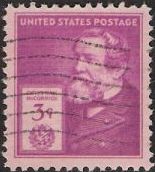 Red violet 3-cent U.S. postage stamp picturing Cyrus Ball McCormick