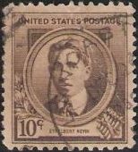 Borwn 10-cent U.S. postage stamp picturing Ethelbert Nevin
