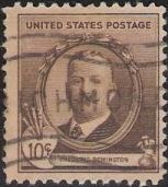 Brown 10-cent U.S. postage stamp picturing Frederic Remington