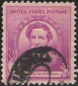 Red violet 3-cent U.S. postage stamp picturing Augustus Saint-Gaudens