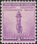 Purple 3-cent U.S. postage stamp picturing torch