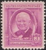 Red violet 3-cent U.S. postage stamp picturing William Allen White