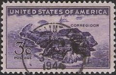 Purple 3-cent U.S. postage stamp picturing Corregidor
