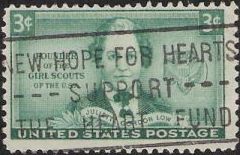 Blue green 3-cent U.S. postage stamp picturing Juliette Gordon Low